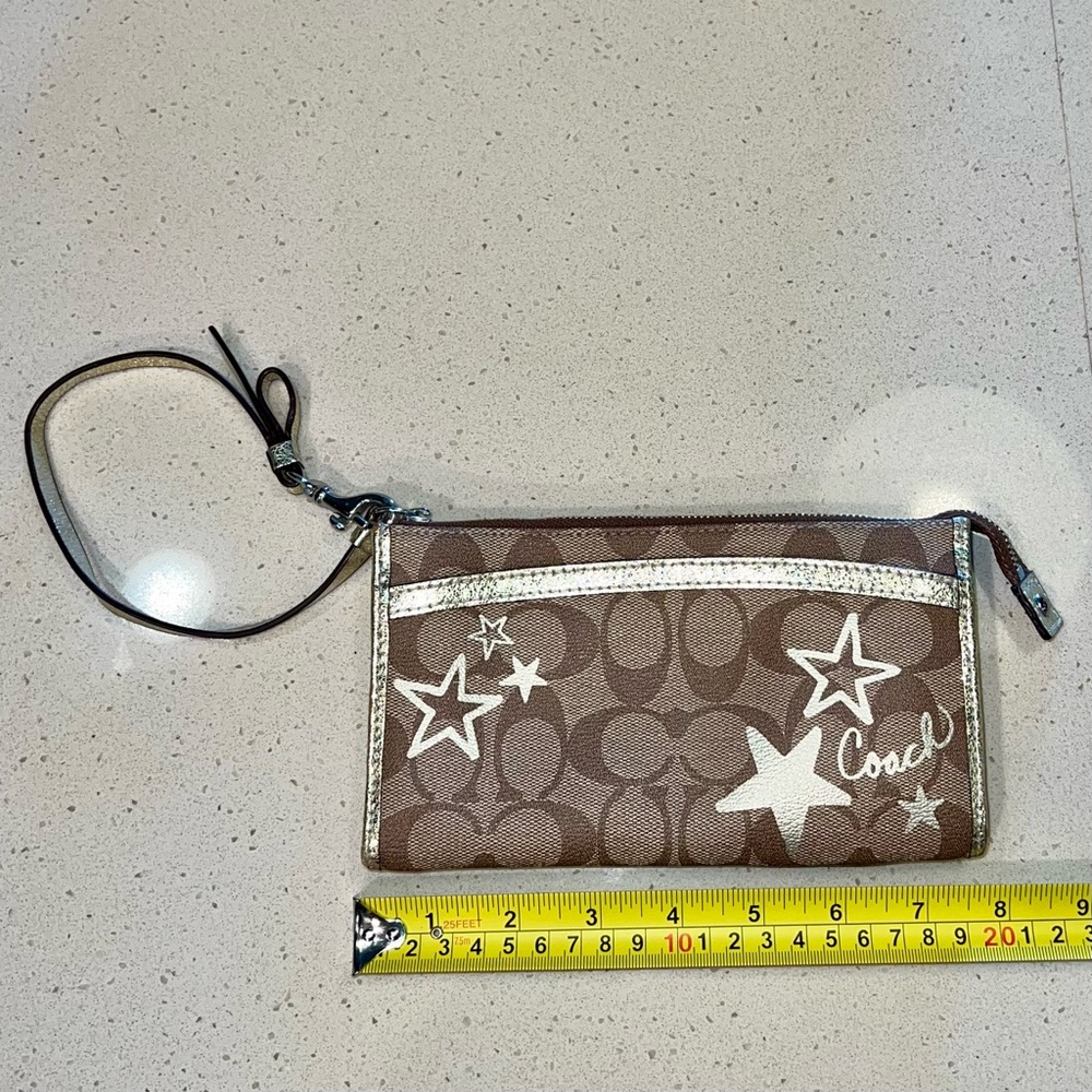 Coach Brown and Gold Star Wristlet